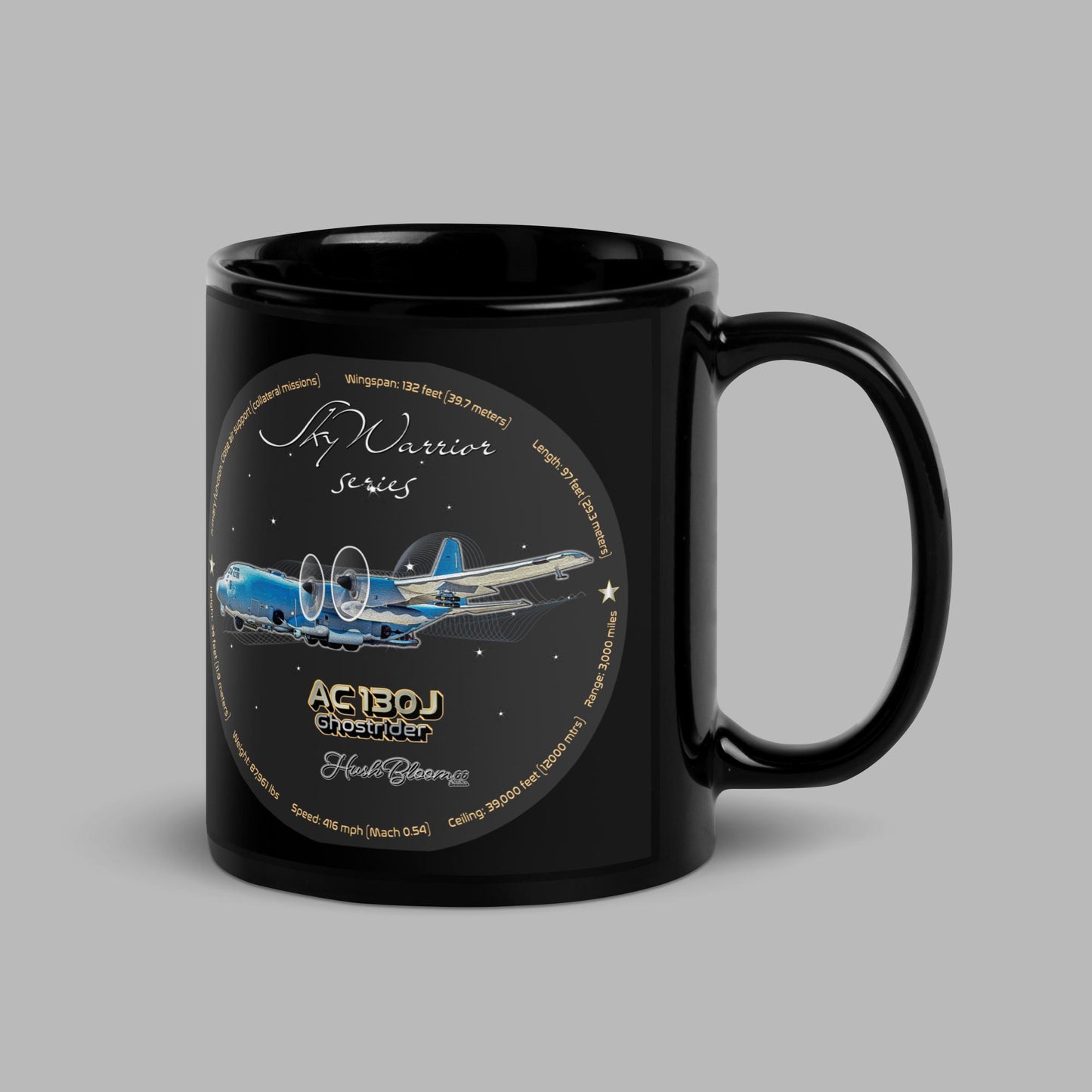 AC130J Ghostrider Black Glossy Mug