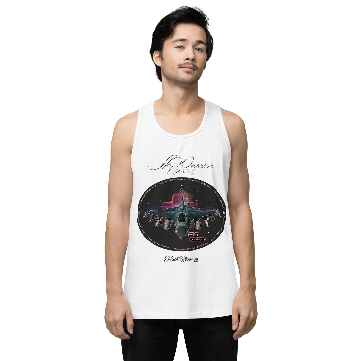 White - F16 Falcon Men’s premium tank top