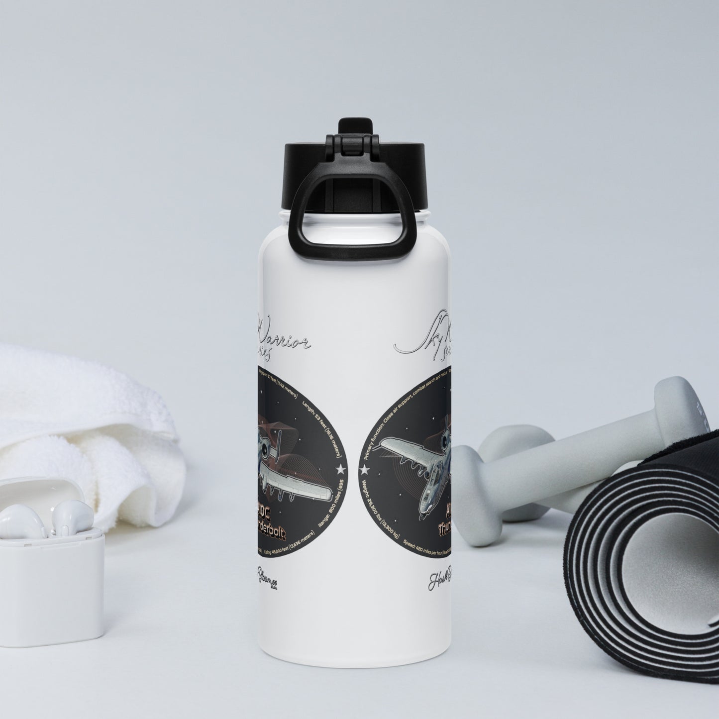 A10C Thunderbolt Stainless steel water bottle with a straw lid