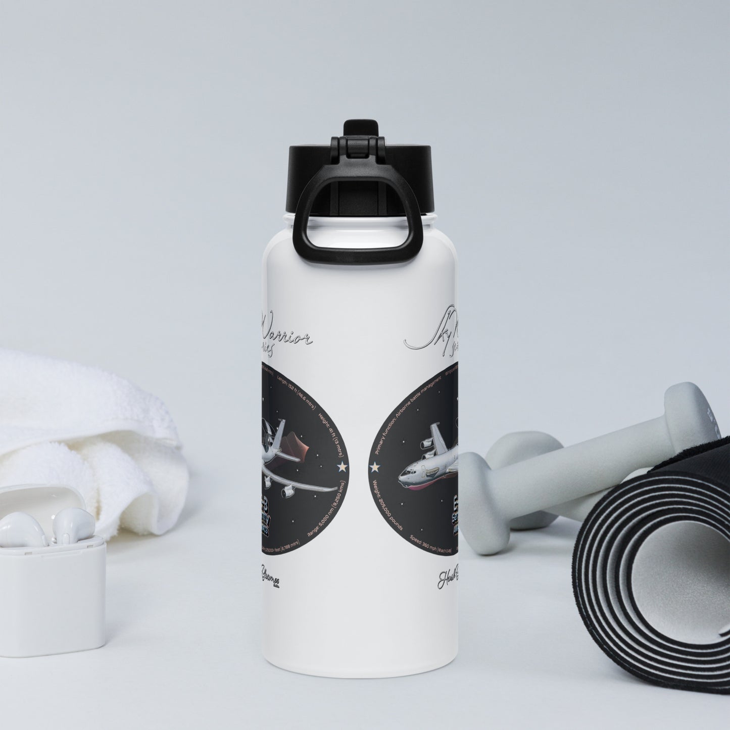 E3 Sentry Stainless steel water bottle with a straw lid