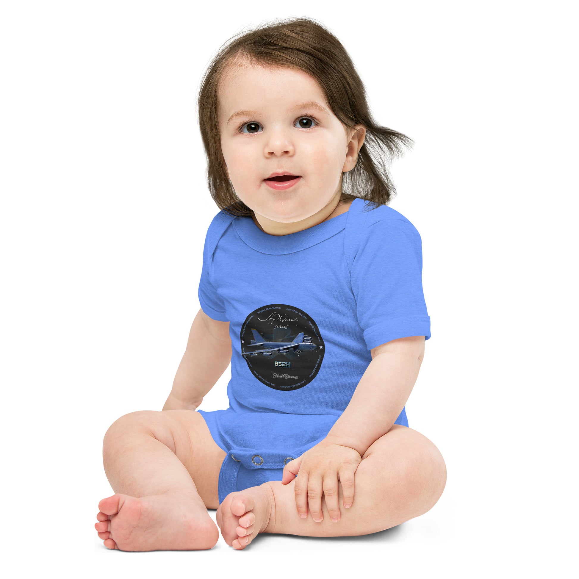 Heather Columbia Blue - B52H Stratofortress Baby short sleeve one piece