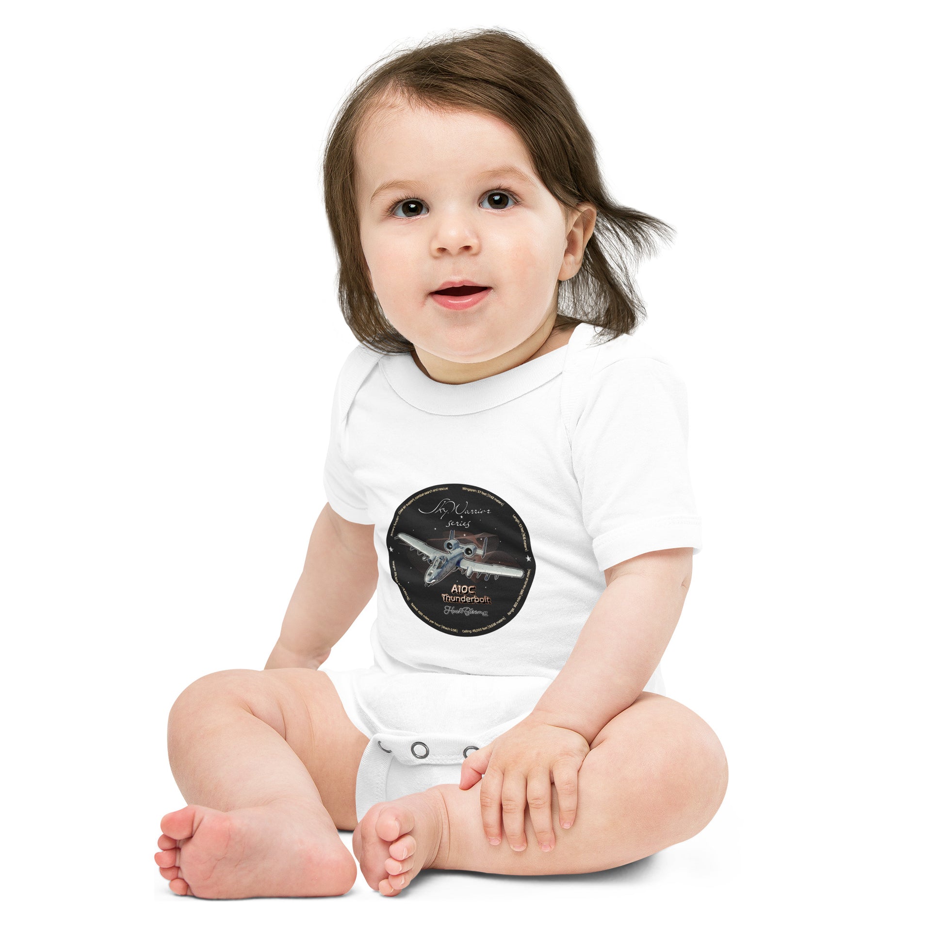 White - A10C Thunderbolt Baby short sleeve one piece