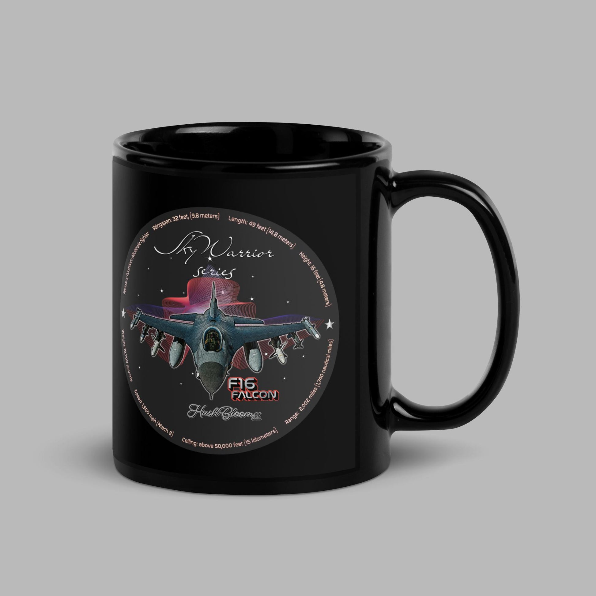 F16 Falcon Black Glossy Mug