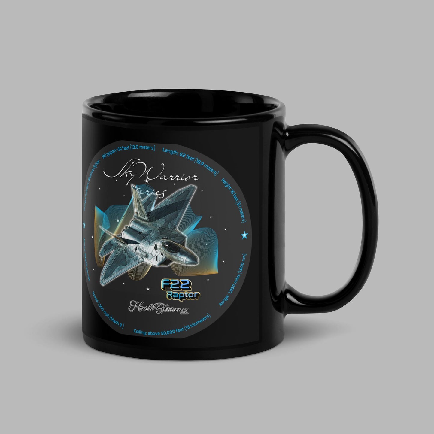 F22 Raptor Black Glossy Mug