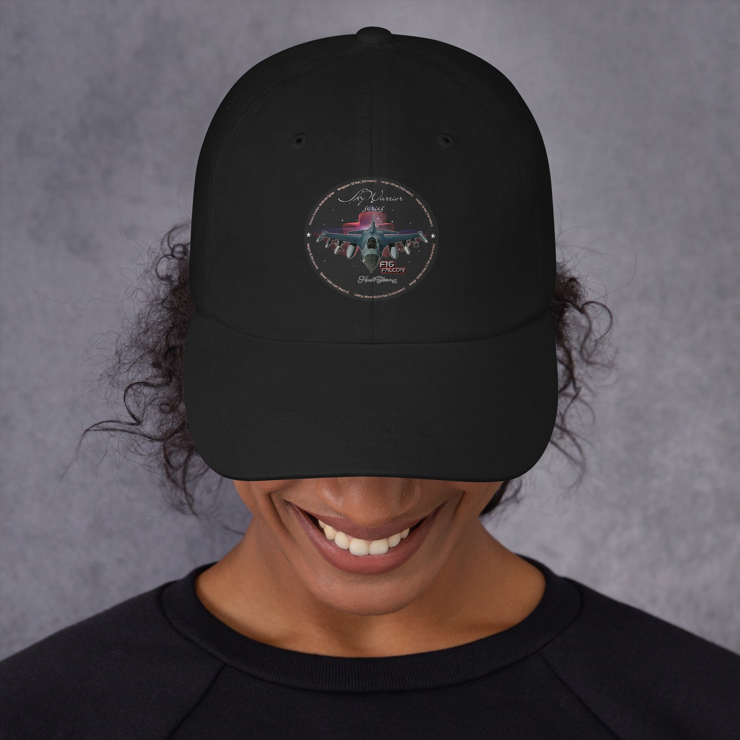 Black - F16 Falcon Dad hat