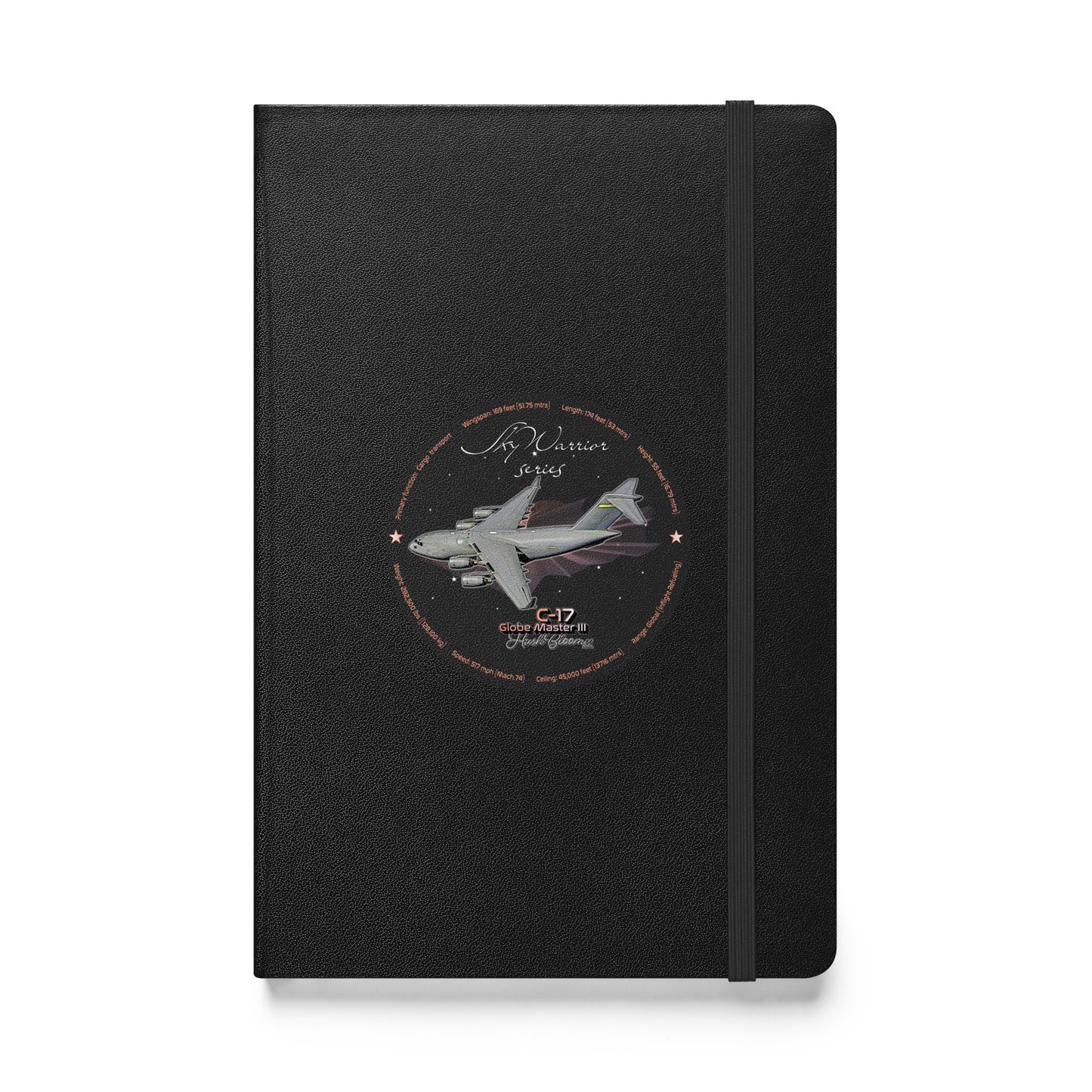 Black - C17 Globe Master III Hardcover bound notebook