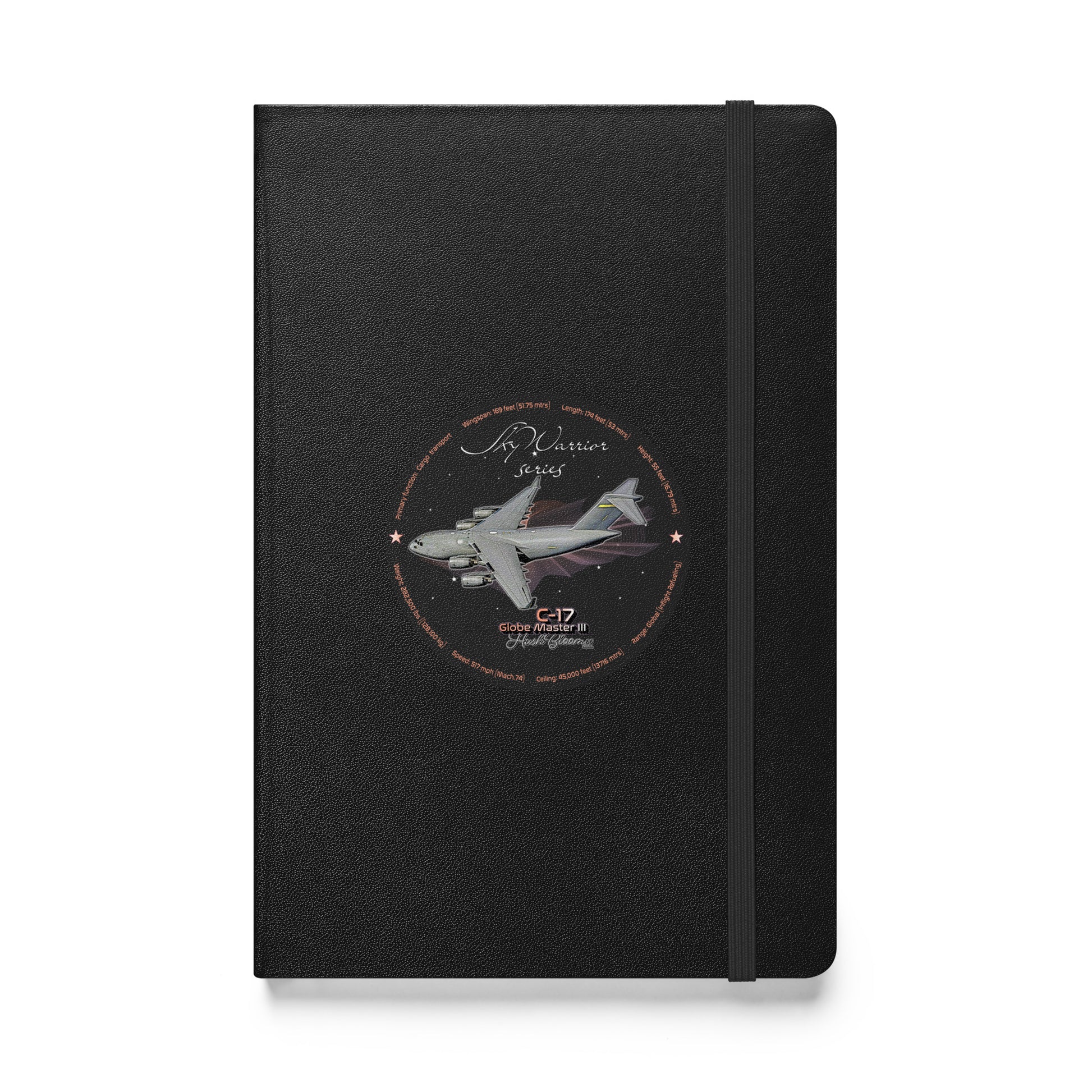 Black - C17 Globe Master III Hardcover bound notebook