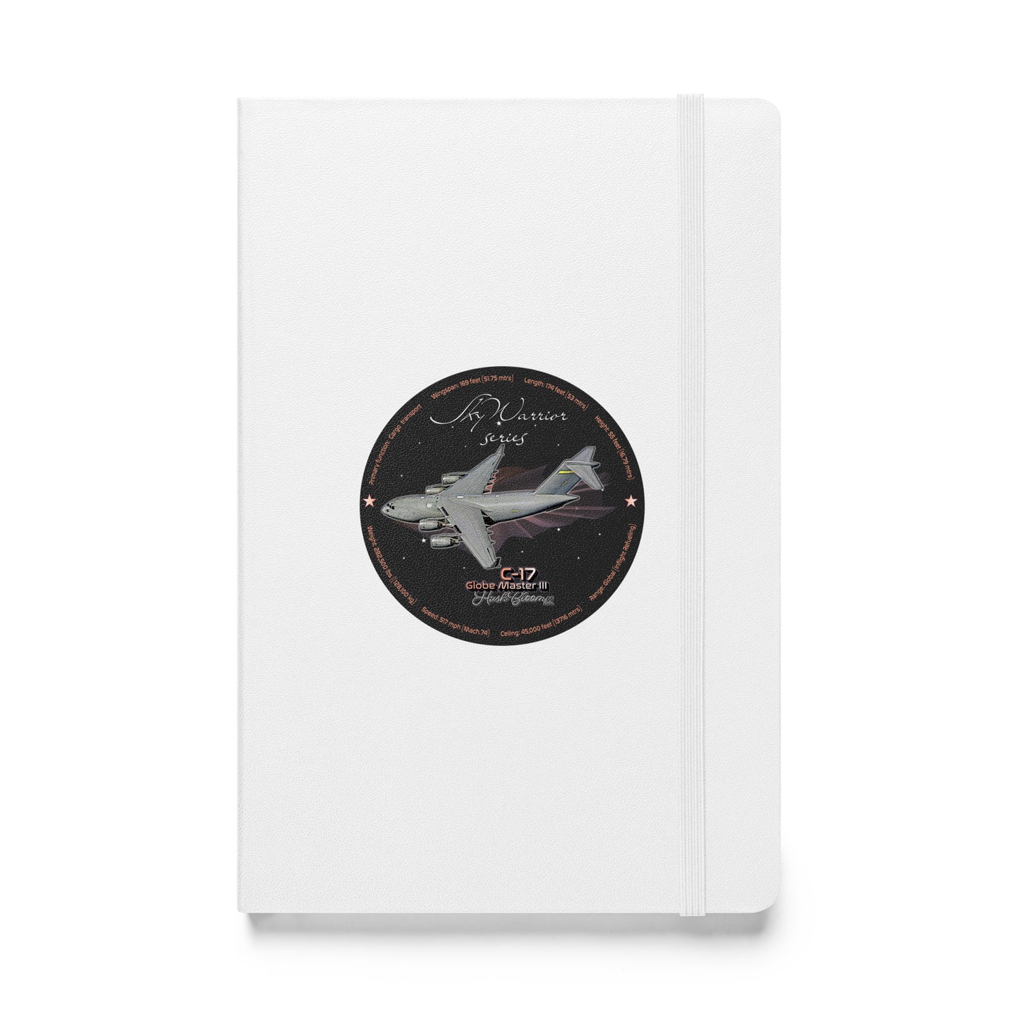 White - C17 Globe Master III Hardcover bound notebook