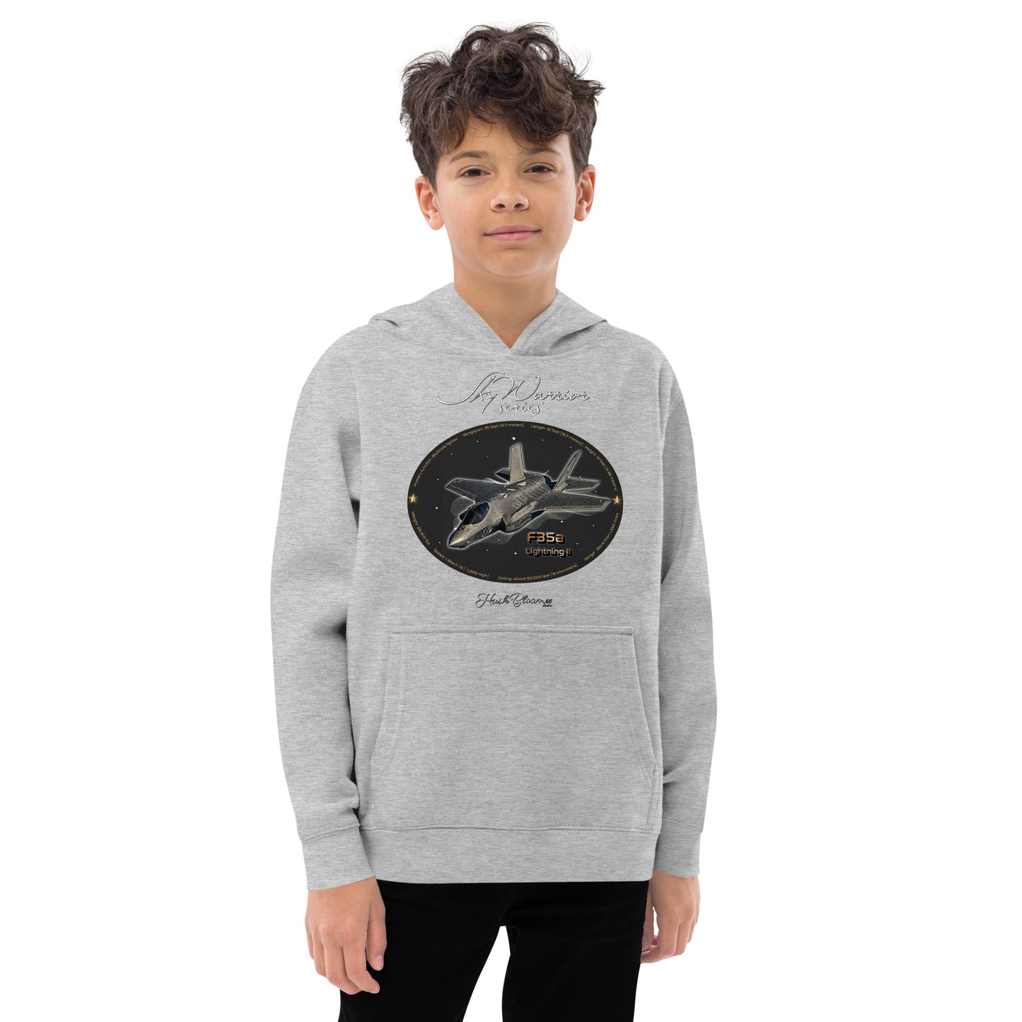 Athletic Heather - F35A Lightning Kids fleece hoodie