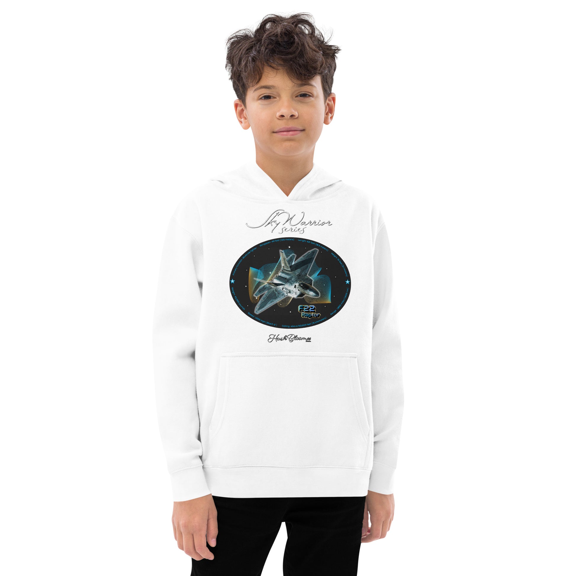 White - F22 Raptor Kids fleece hoodie