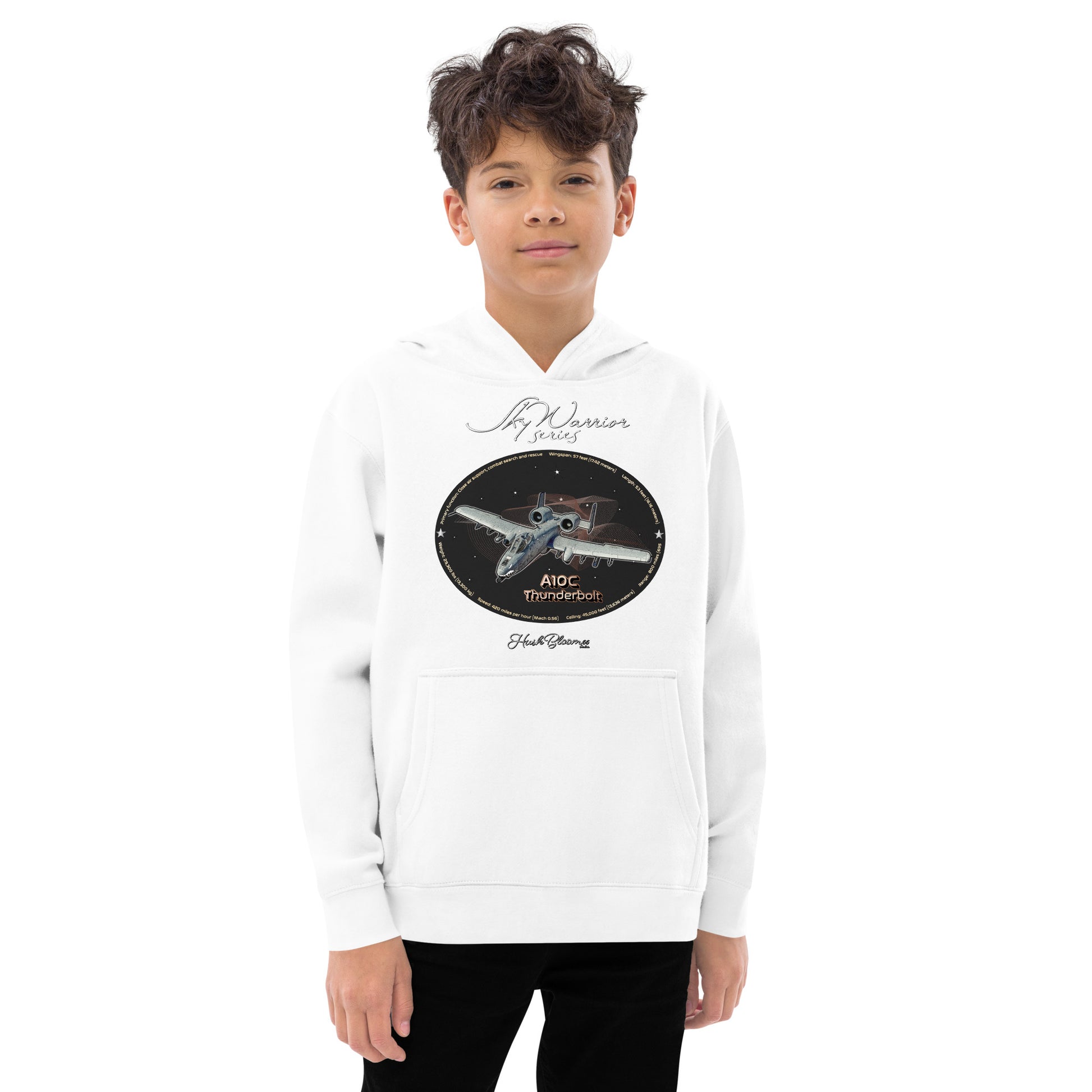 White - A10C Thunderbolt Kids fleece hoodie