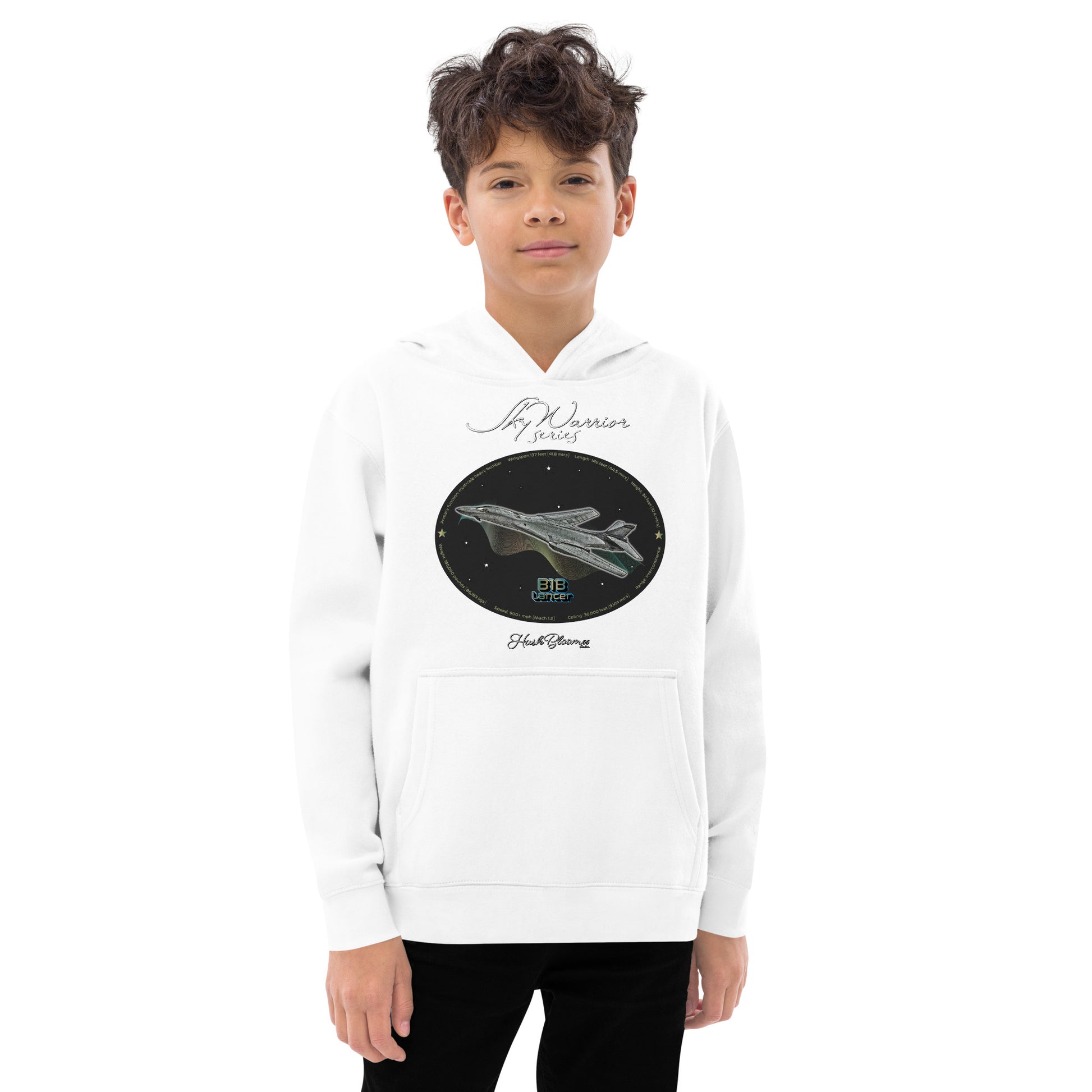 White - B1B Lancer Kids fleece hoodie