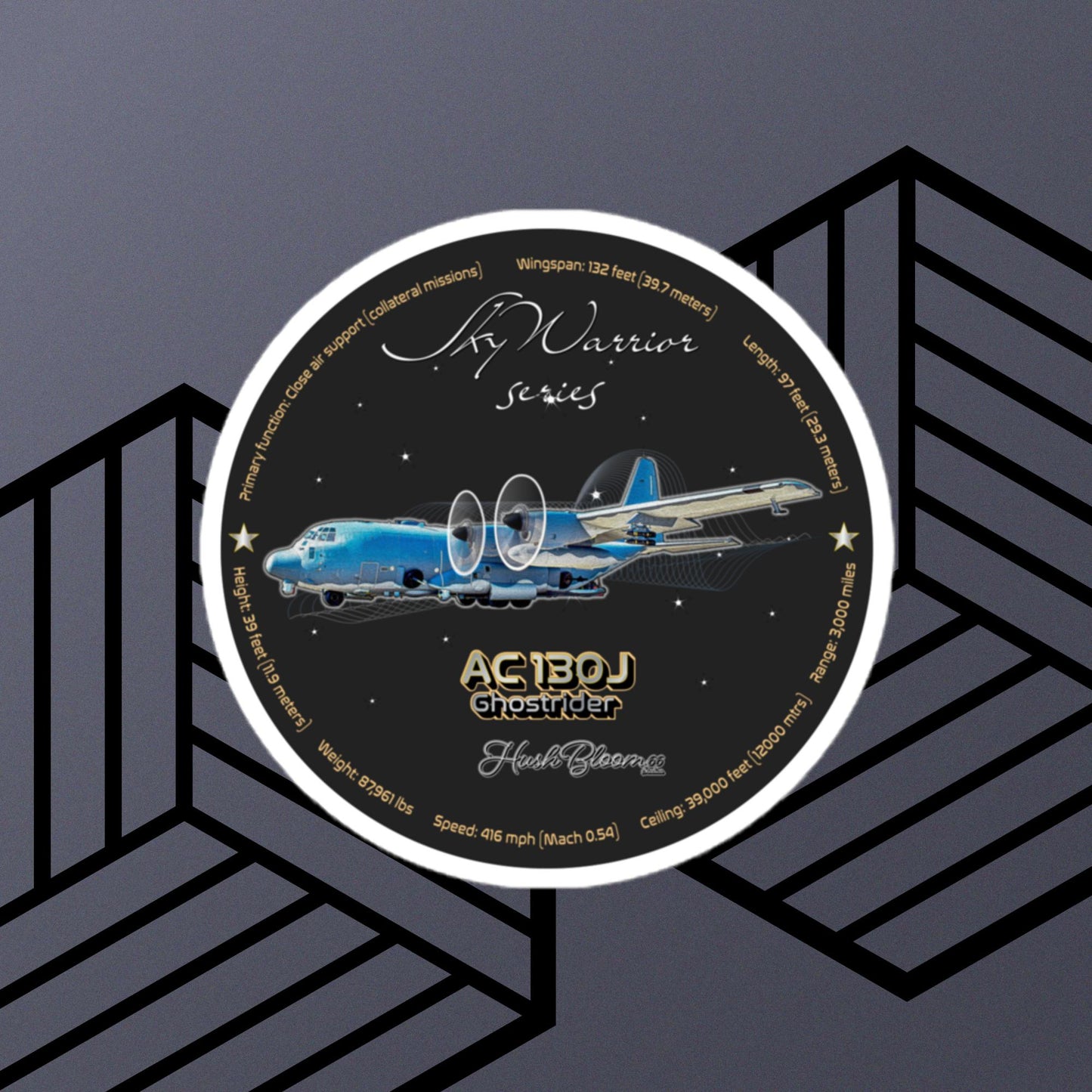 Multicolor - AC130J Ghostrider Bubble-free vinyl stickers