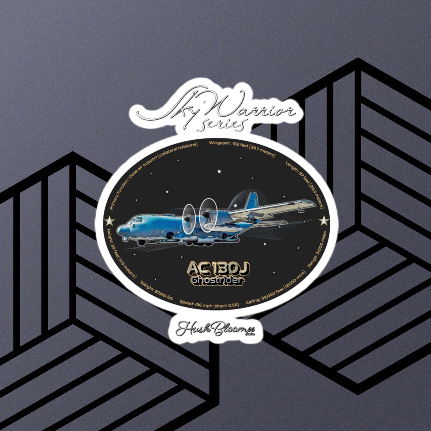 Multicolor - AC130J Ghostrider Bubble-free vinyl stickers (Style 2)