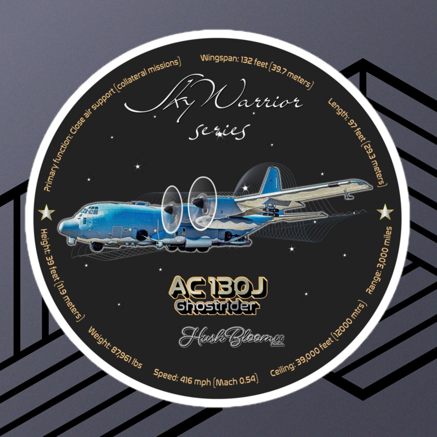 Multicolor - AC130J Ghostrider Bubble-free vinyl stickers