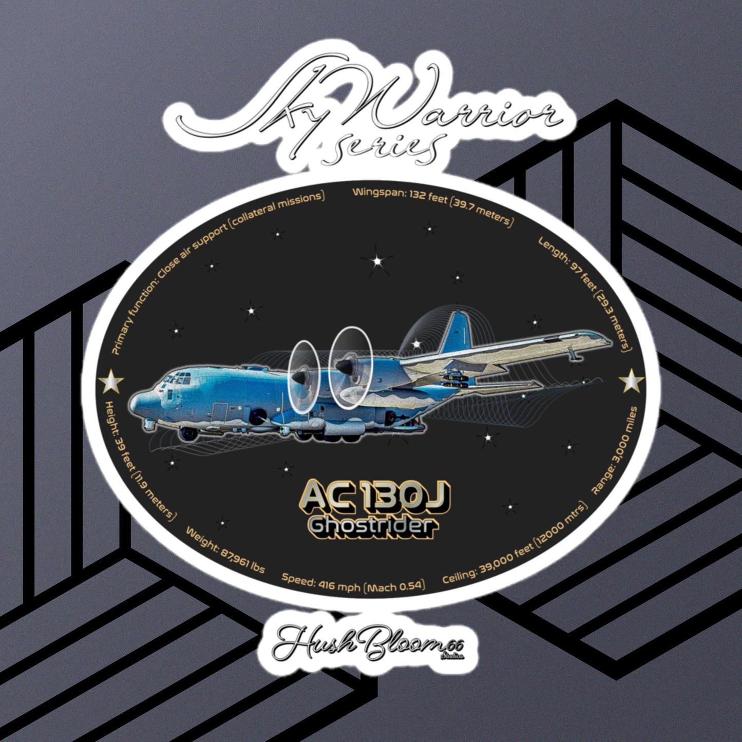 Multicolor - AC130J Ghostrider Bubble-free vinyl stickers (Style 2)