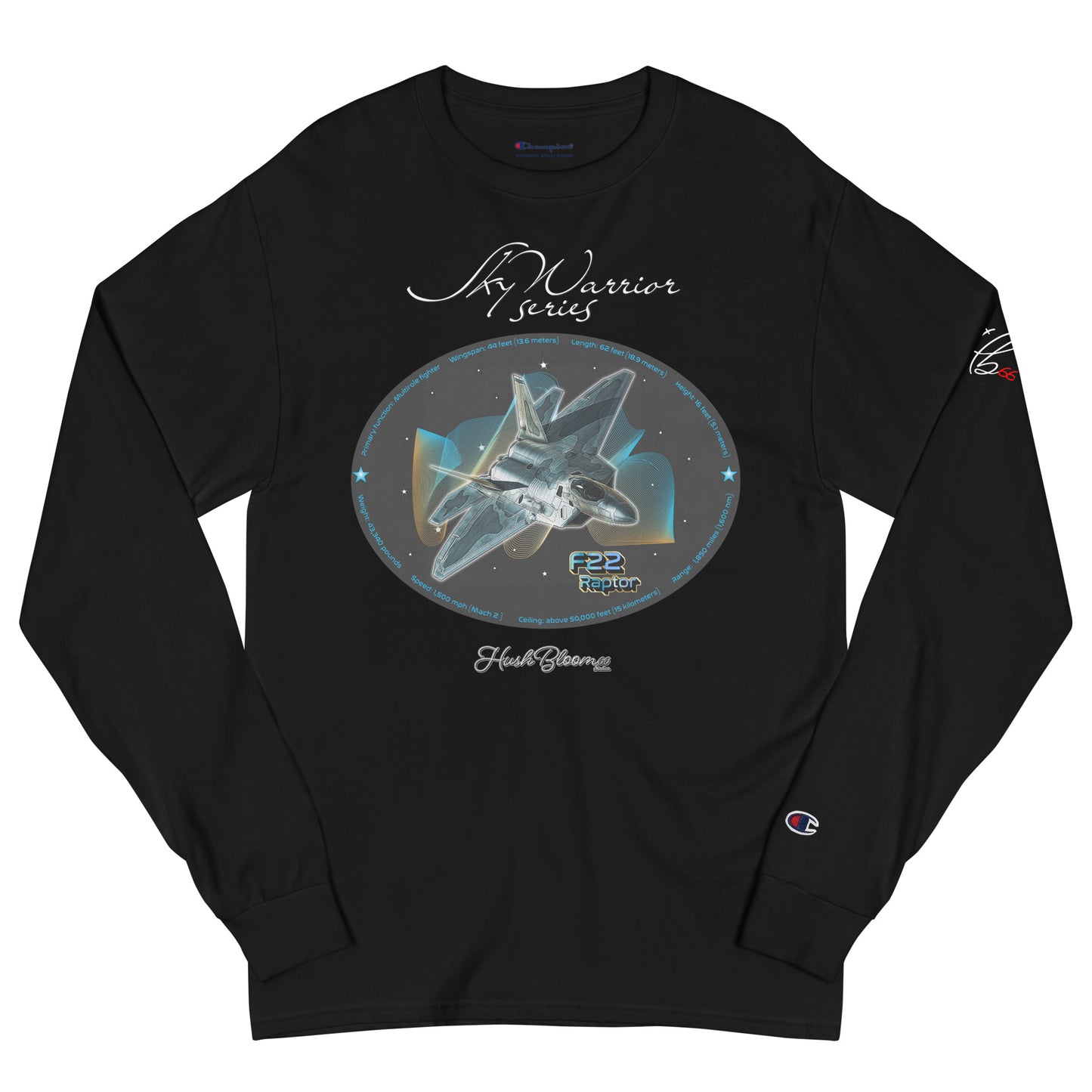 Black - F22 Raptor Unisex Champion Long Sleeve Shirt