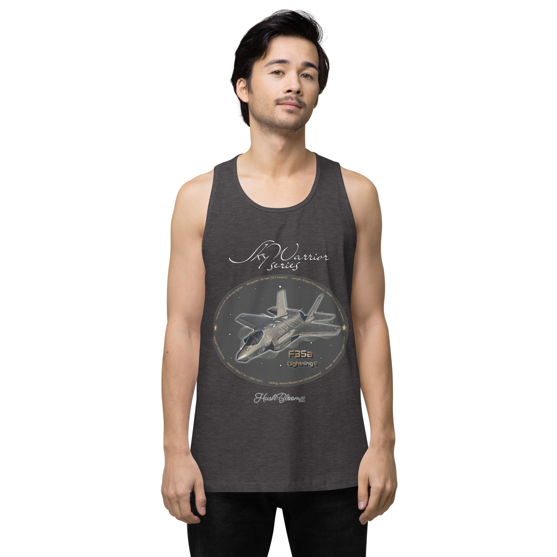 Charcoal Heather - F35A Lightning Men’s premium tank top