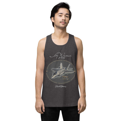 Charcoal Heather - F35A Lightning Men’s premium tank top