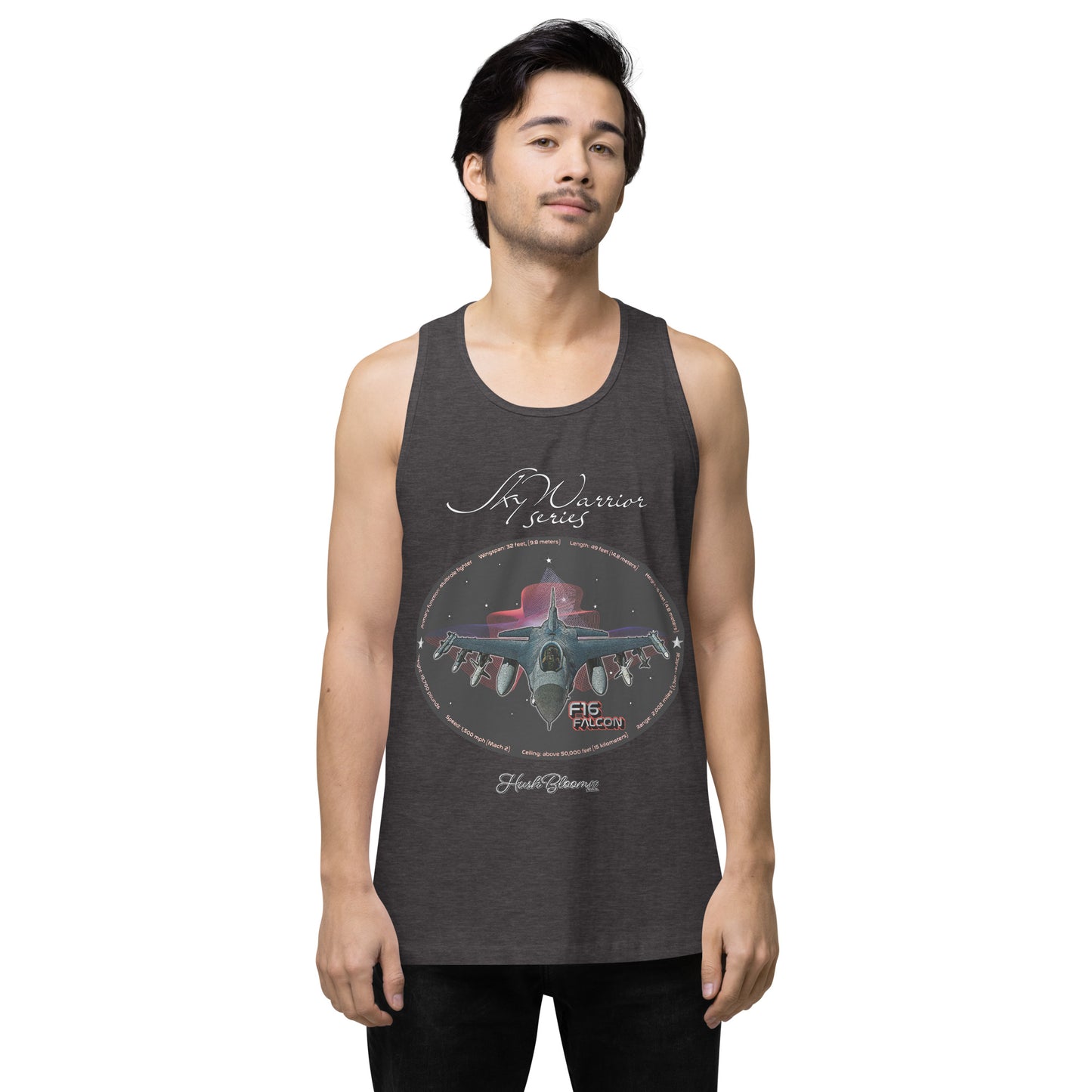 Charcoal Heather - F16 Falcon Men’s premium tank top