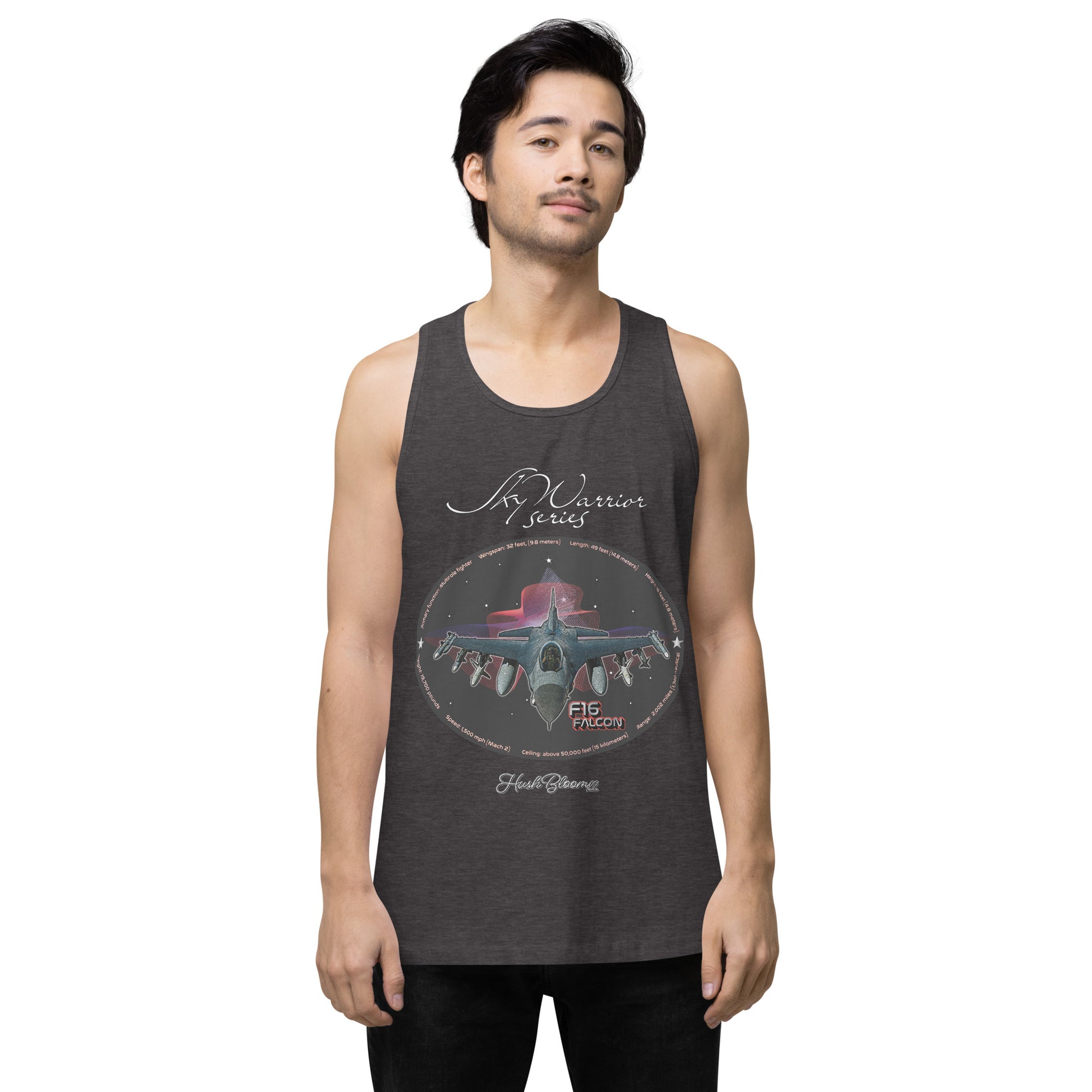 Charcoal Heather - F16 Falcon Men’s premium tank top