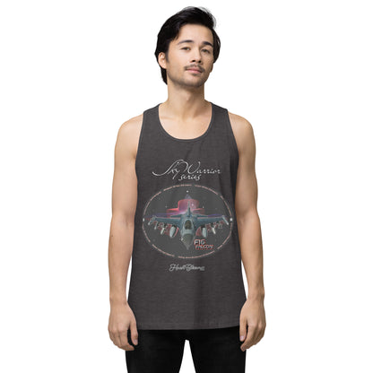 Charcoal Heather - F16 Falcon Men’s premium tank top