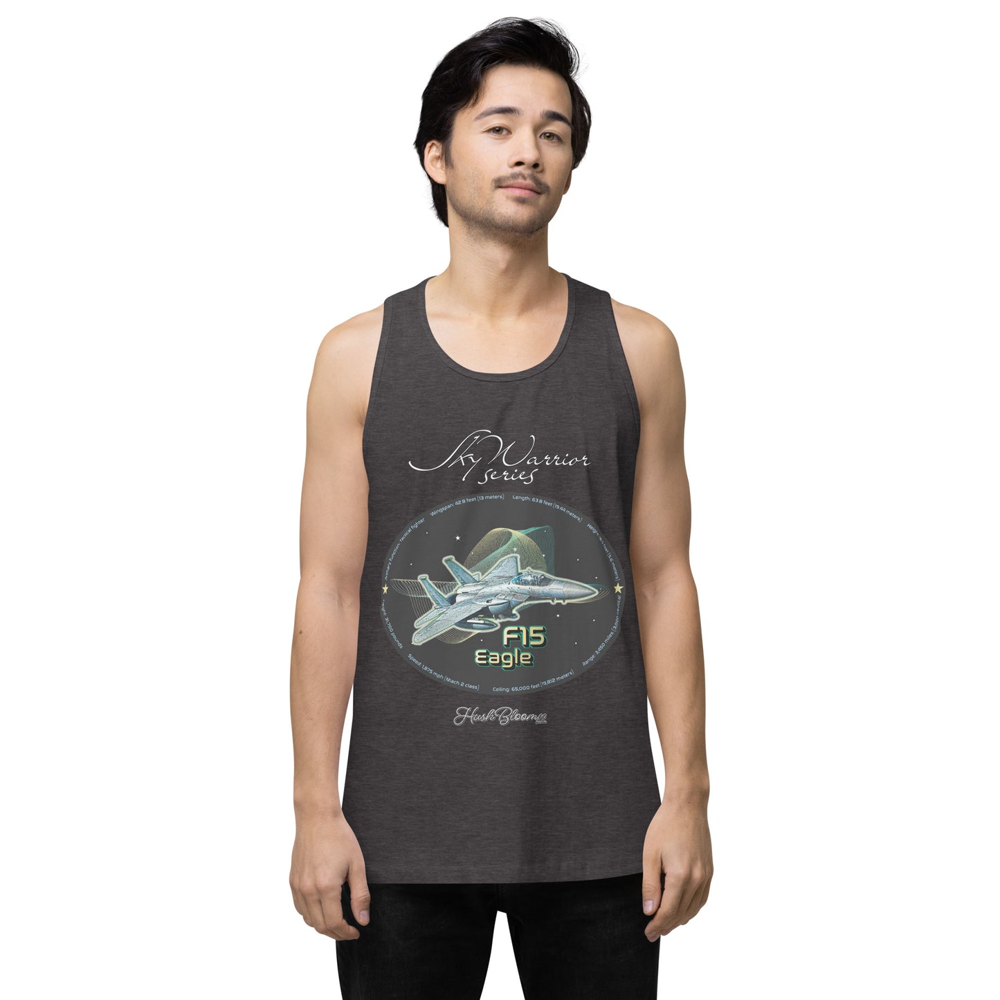 Charcoal Heather - F15 Eagle Men’s premium tank top