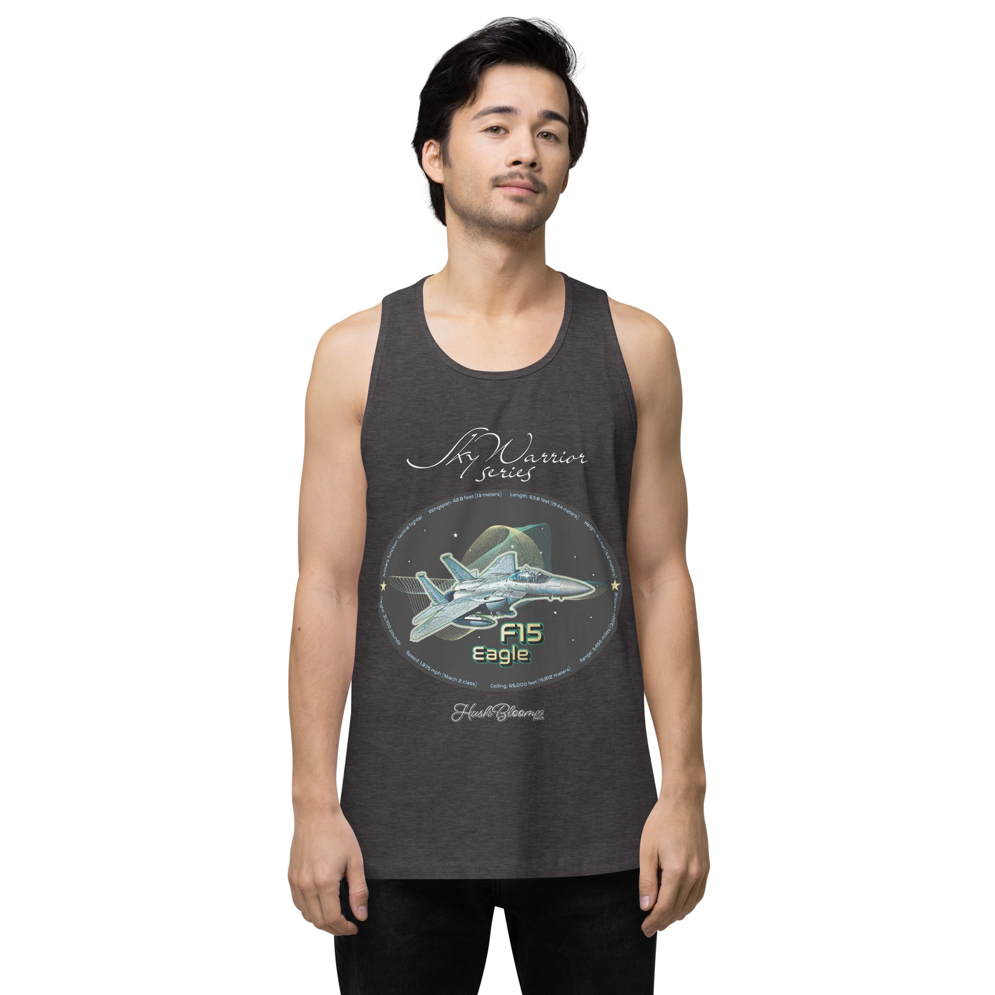 Charcoal Heather - F15 Eagle Men’s premium tank top
