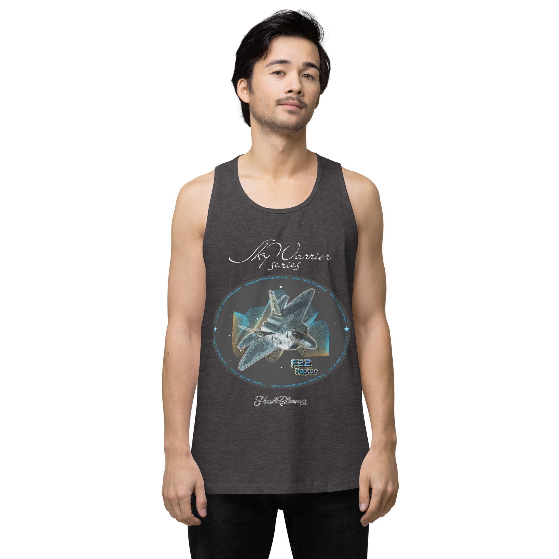 Charcoal Heather - F22 Raptor Men’s premium tank top