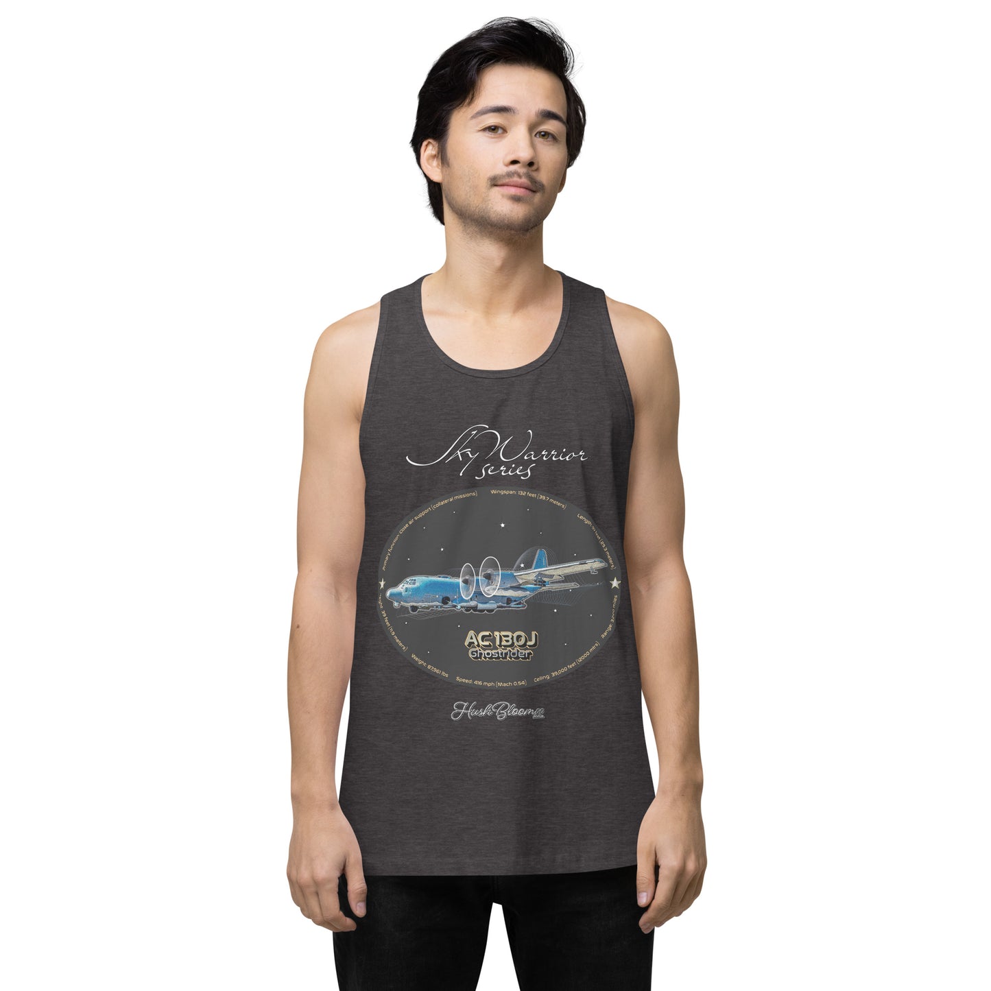 Charcoal Heather - AC130J Ghostrider Men’s premium tank top