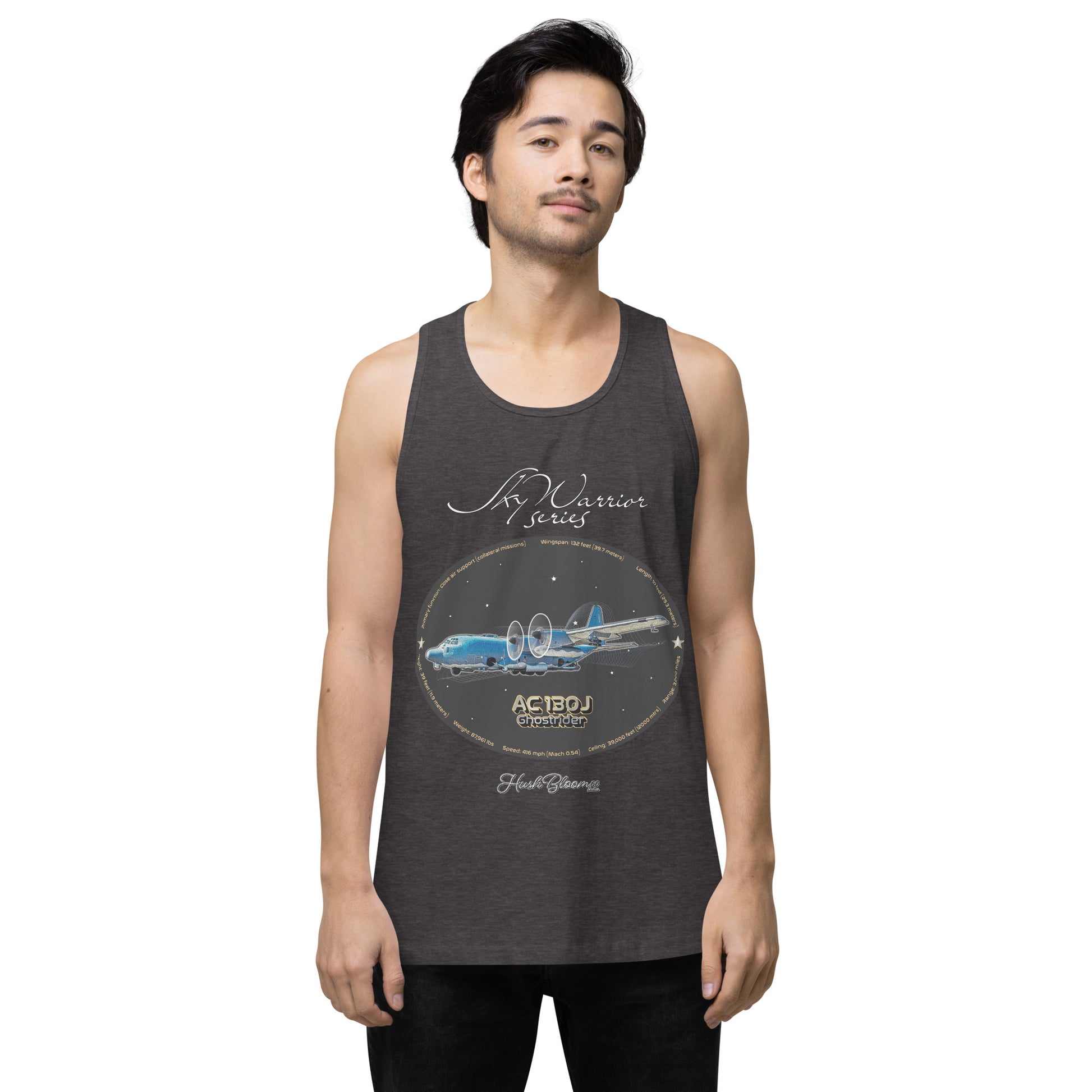 Charcoal Heather - AC130J Ghostrider Men’s premium tank top