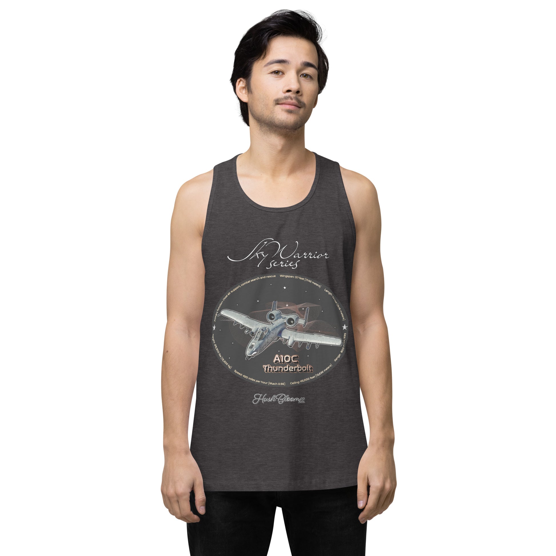 Charcoal Heather - A10C Thunderbolt Men’s premium tank top