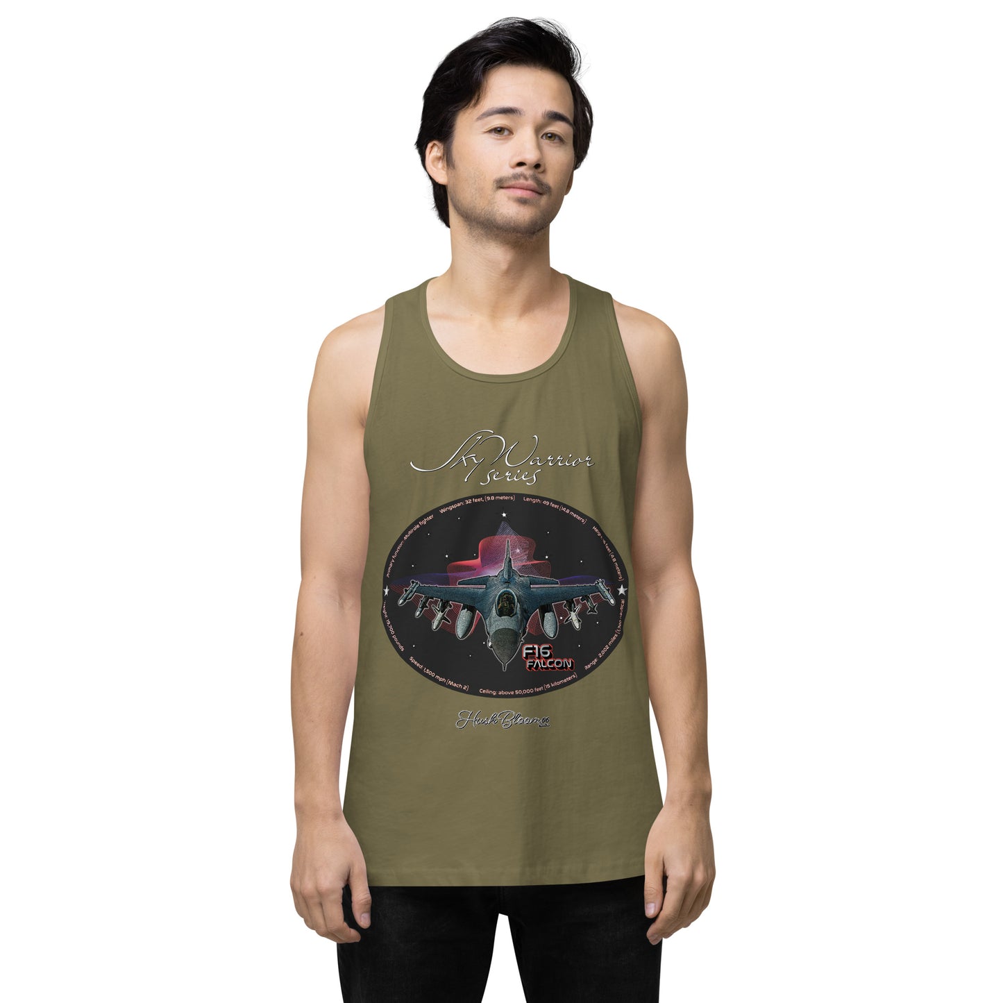 Military Green - F16 Falcon Men’s premium tank top