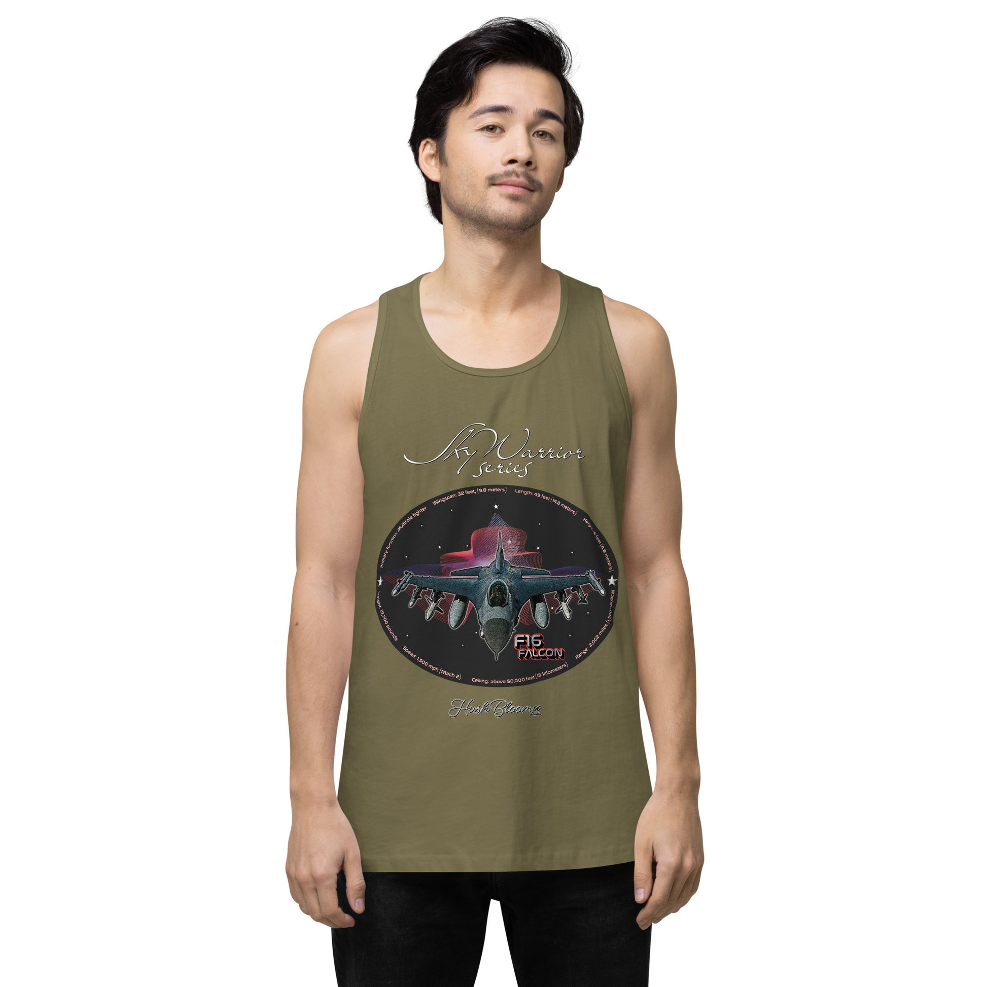 Military Green - F16 Falcon Men’s premium tank top