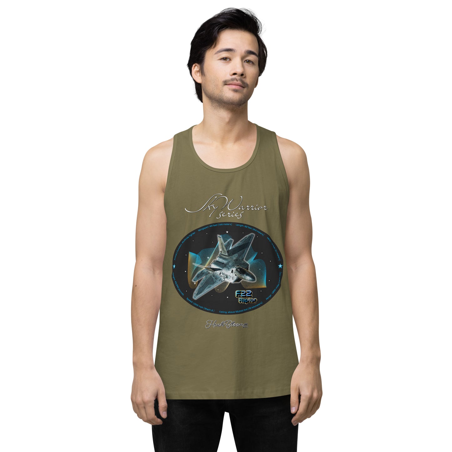 Military Green - F22 Raptor Men’s premium tank top