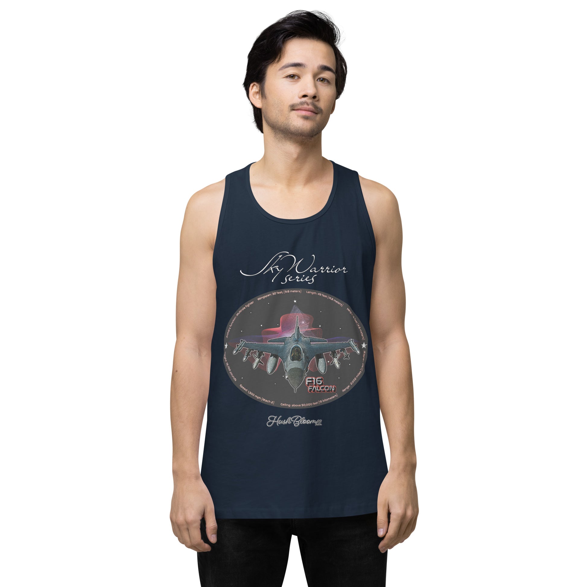 Navy - F16 Falcon Men’s premium tank top