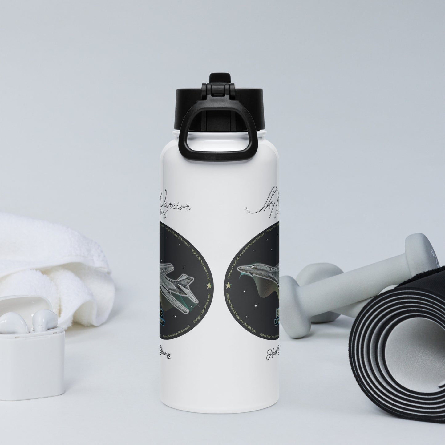 B1B Lancer Stainless steel water bottle with a straw lid