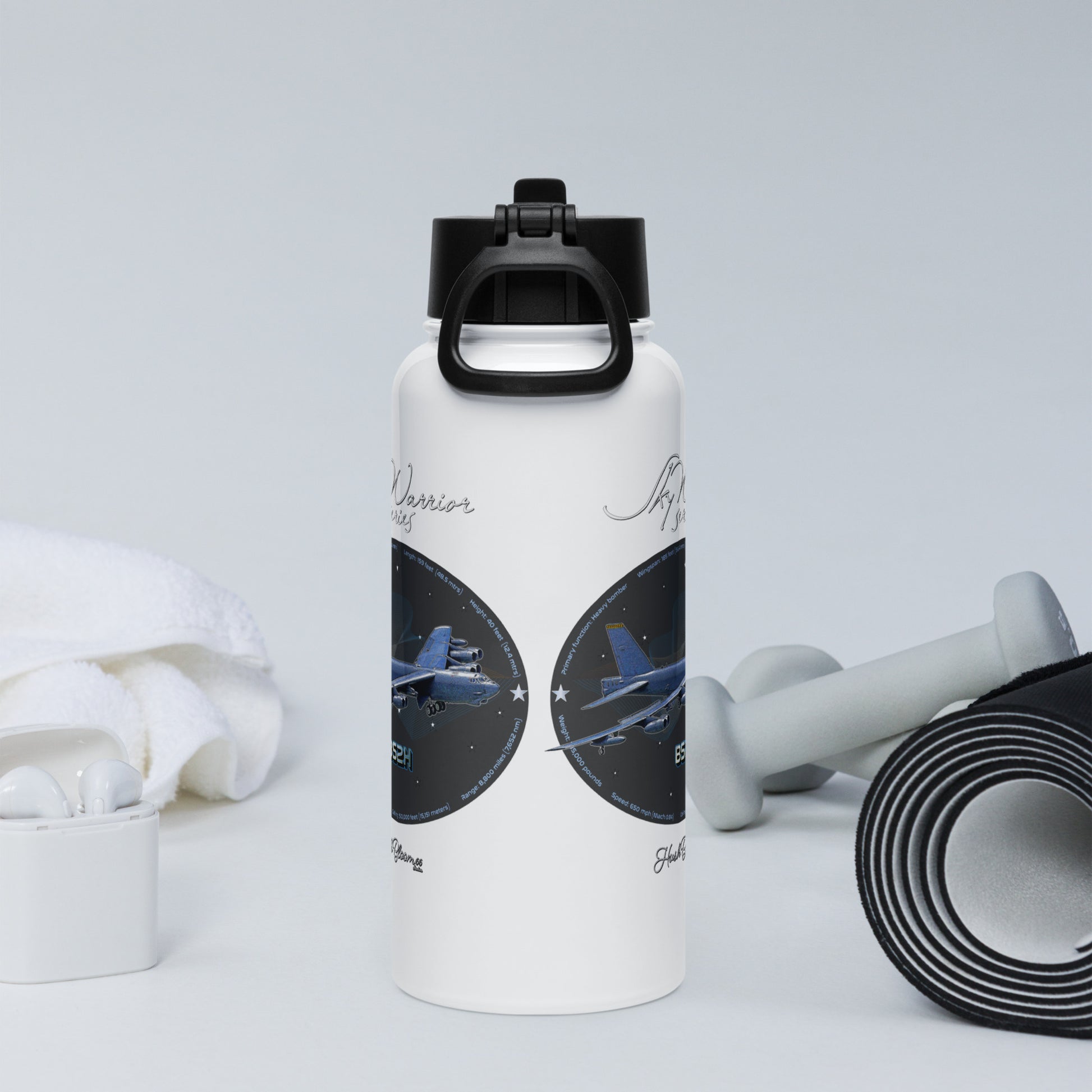 B52H Stratofortress Stainless steel water bottle with a straw lid
