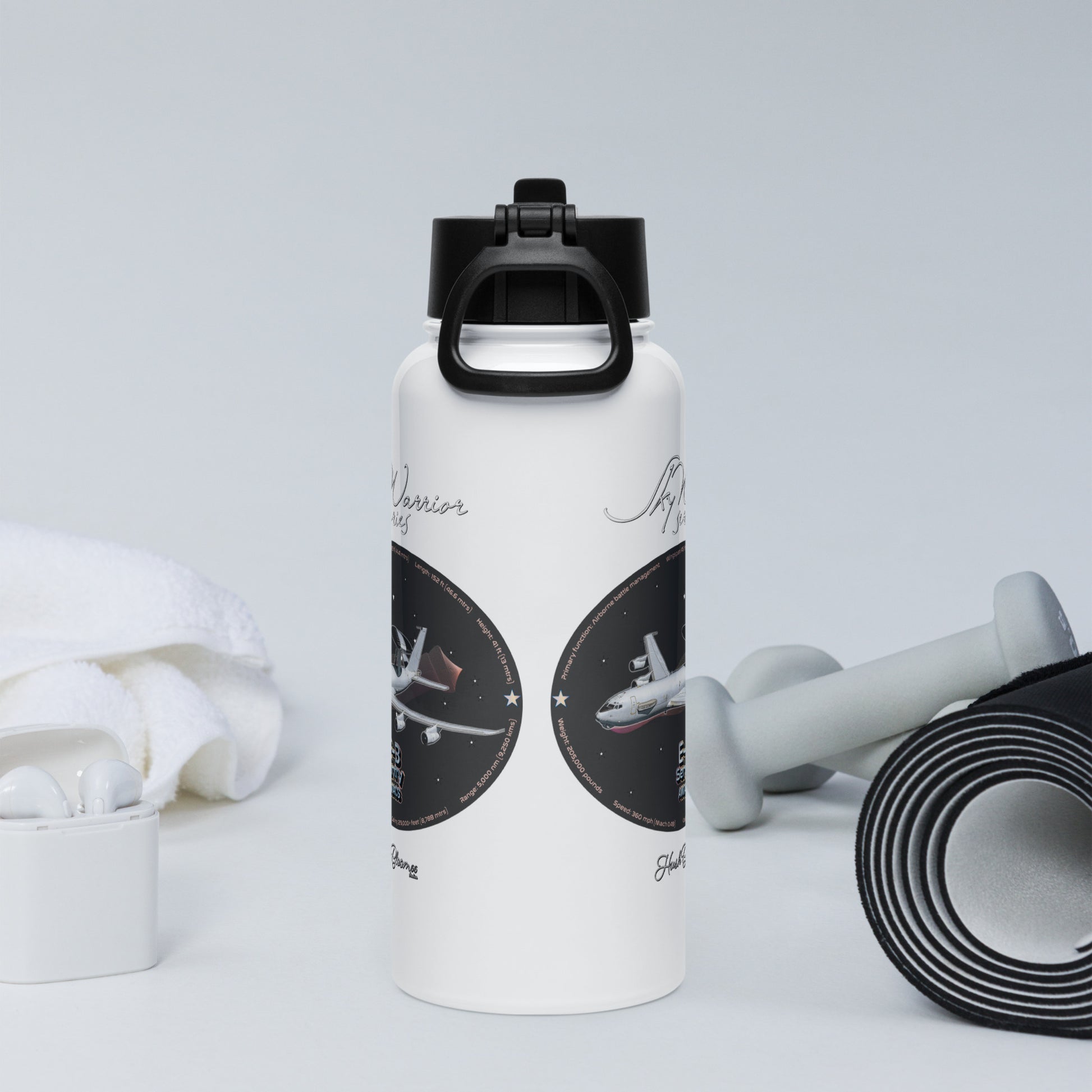 E3 Sentry Stainless steel water bottle with a straw lid