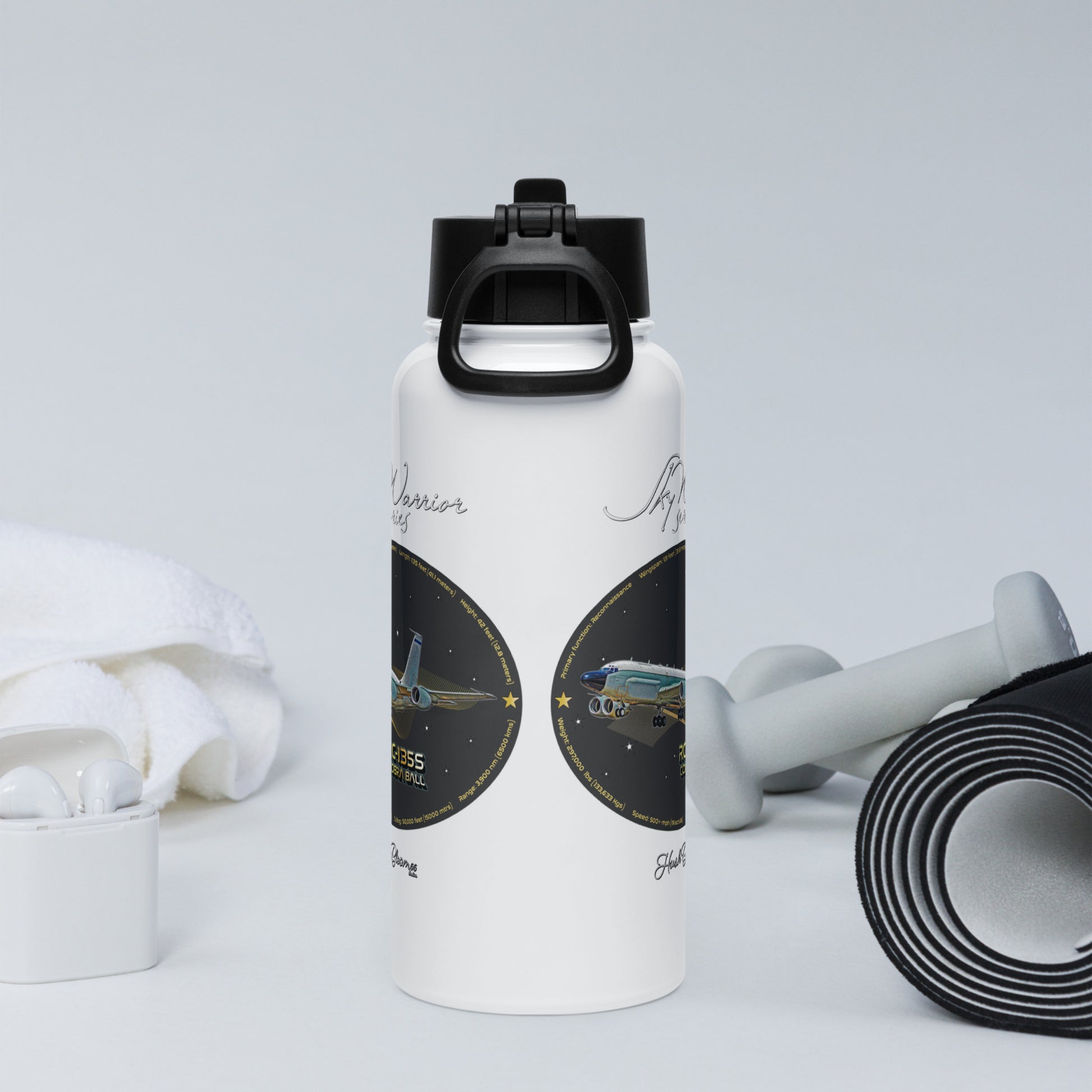 RC135S Cobraball Stainless steel water bottle with a straw lid