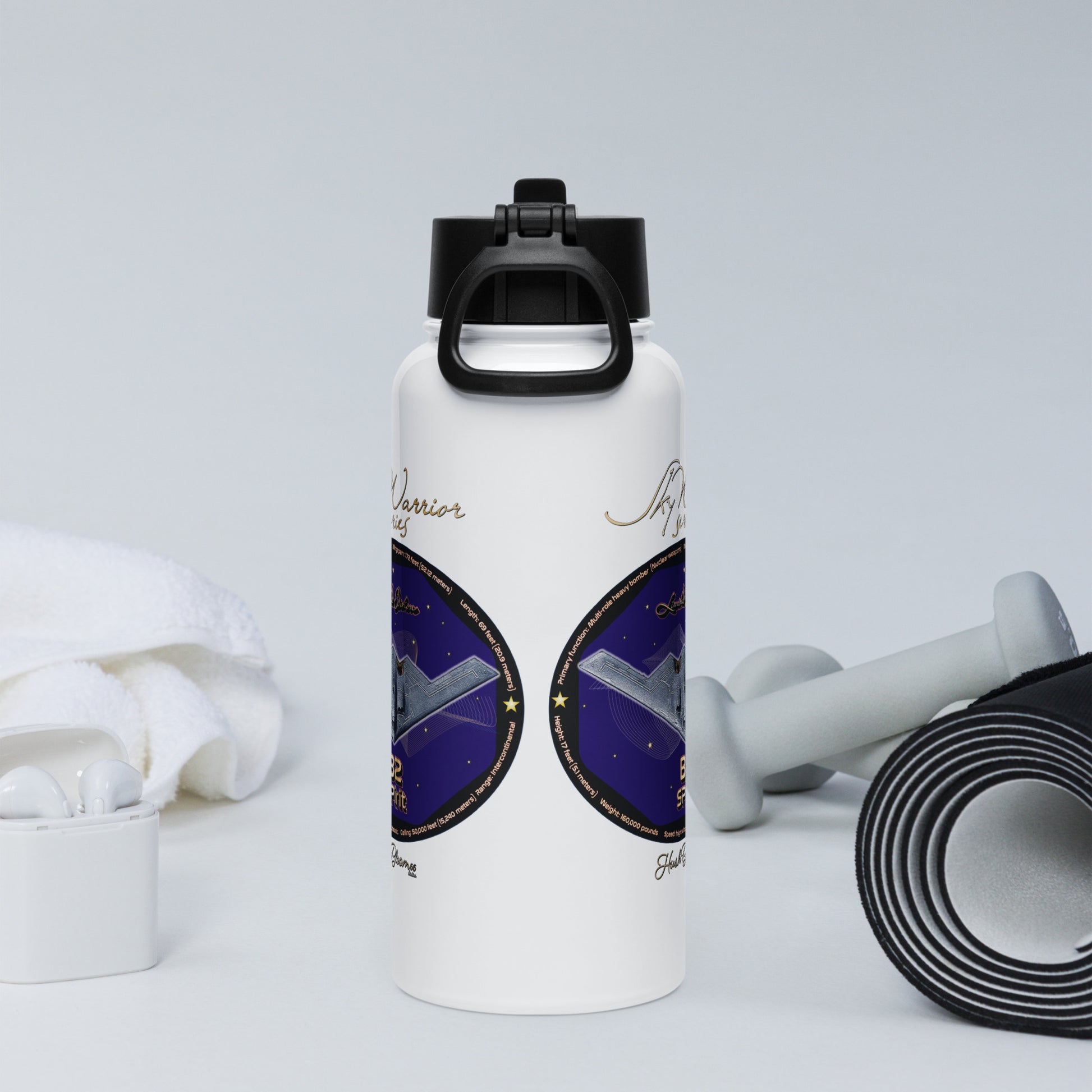 B2 Spirit (Limited Edition) Stainless steel water bottle with a straw lid
