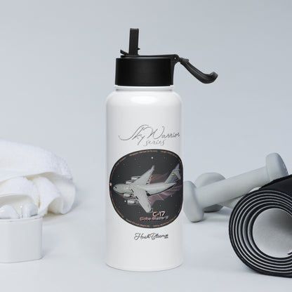 C17 Globe Master III Stainless steel water bottle with a straw lid