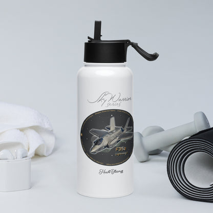 F35A Lightning Stainless steel water bottle with a straw lid