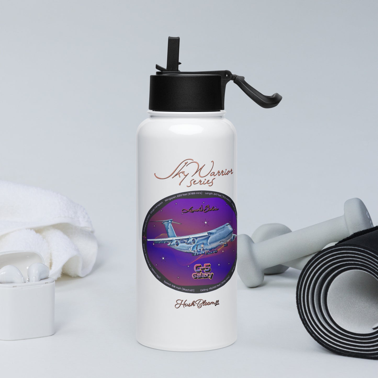 C5 Galaxy (Limited Edition) Stainless steel water bottle with a straw lid