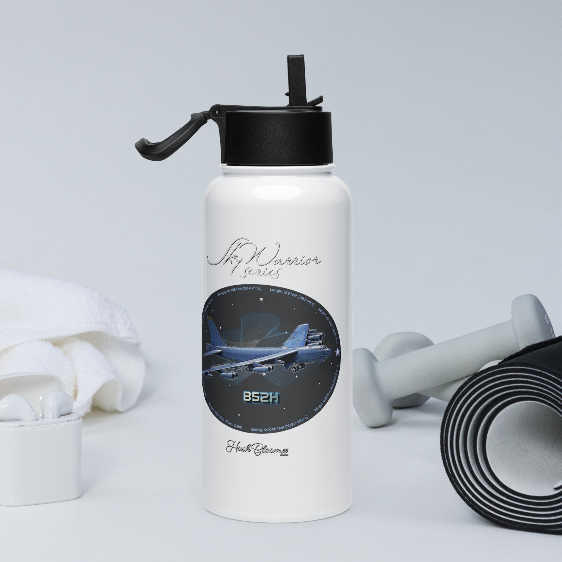 B52H Stratofortress Stainless steel water bottle with a straw lid
