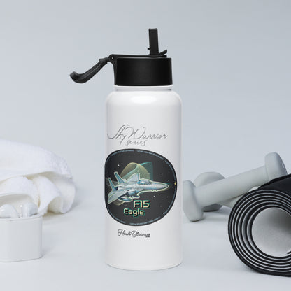 F15 Eagle Stainless steel water bottle with a straw lid