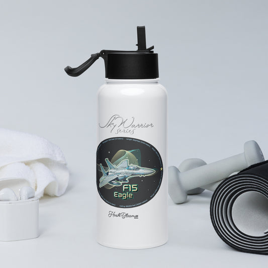 F15 Eagle Stainless steel water bottle with a straw lid