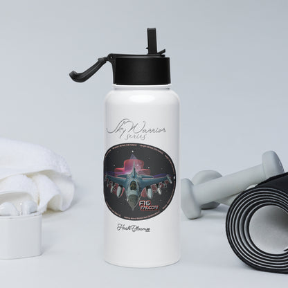 F16 Falcon Stainless steel water bottle with a straw lid