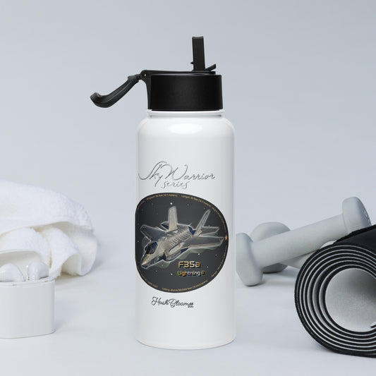 F35A Lightning Stainless steel water bottle with a straw lid