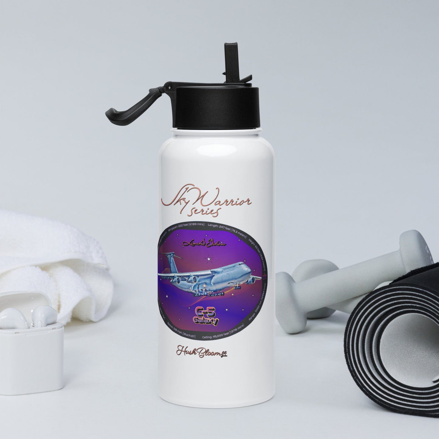 C5 Galaxy (Limited Edition) Stainless steel water bottle with a straw lid